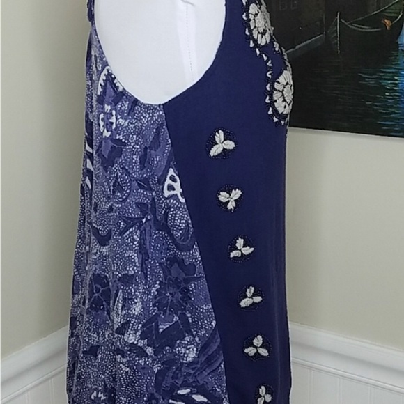 LUCKY BRAND Beaded and Embroidered Tank Top Size Medium - Picture 4 of 9